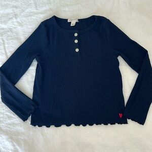 Crewcuts by J. Crew Girls Long Sleeve Ribbed Button Crewneck Tee